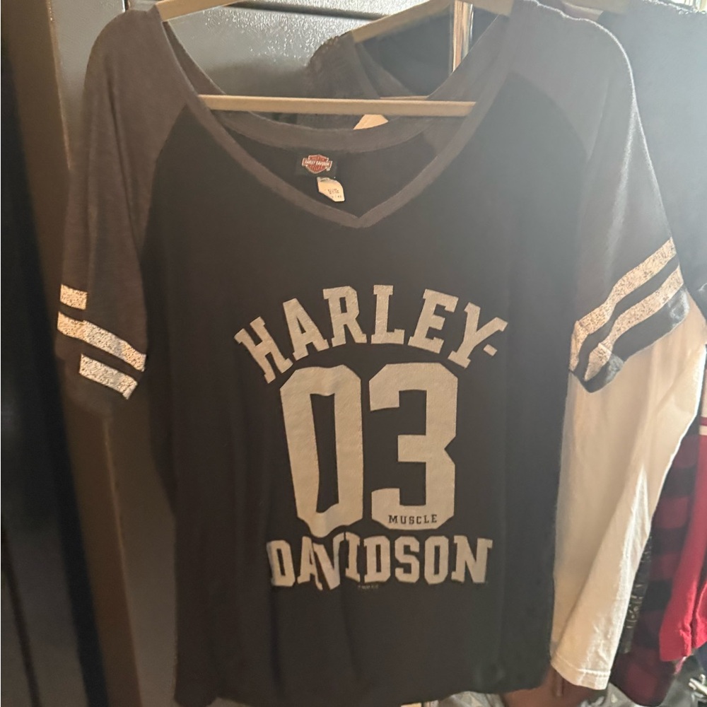 Harley-Davidson Black and White Raglan Tee